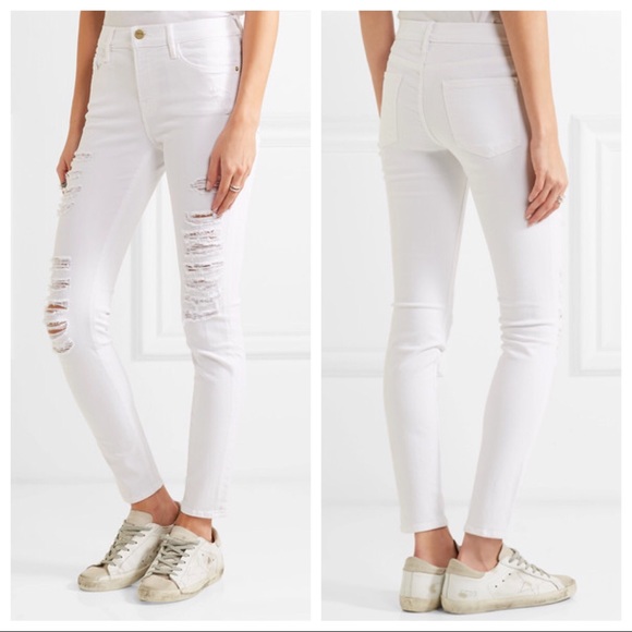frame white skinny jeans